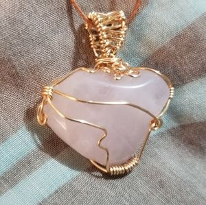 Rose Quartz Crystal in Gold Wire Wrap